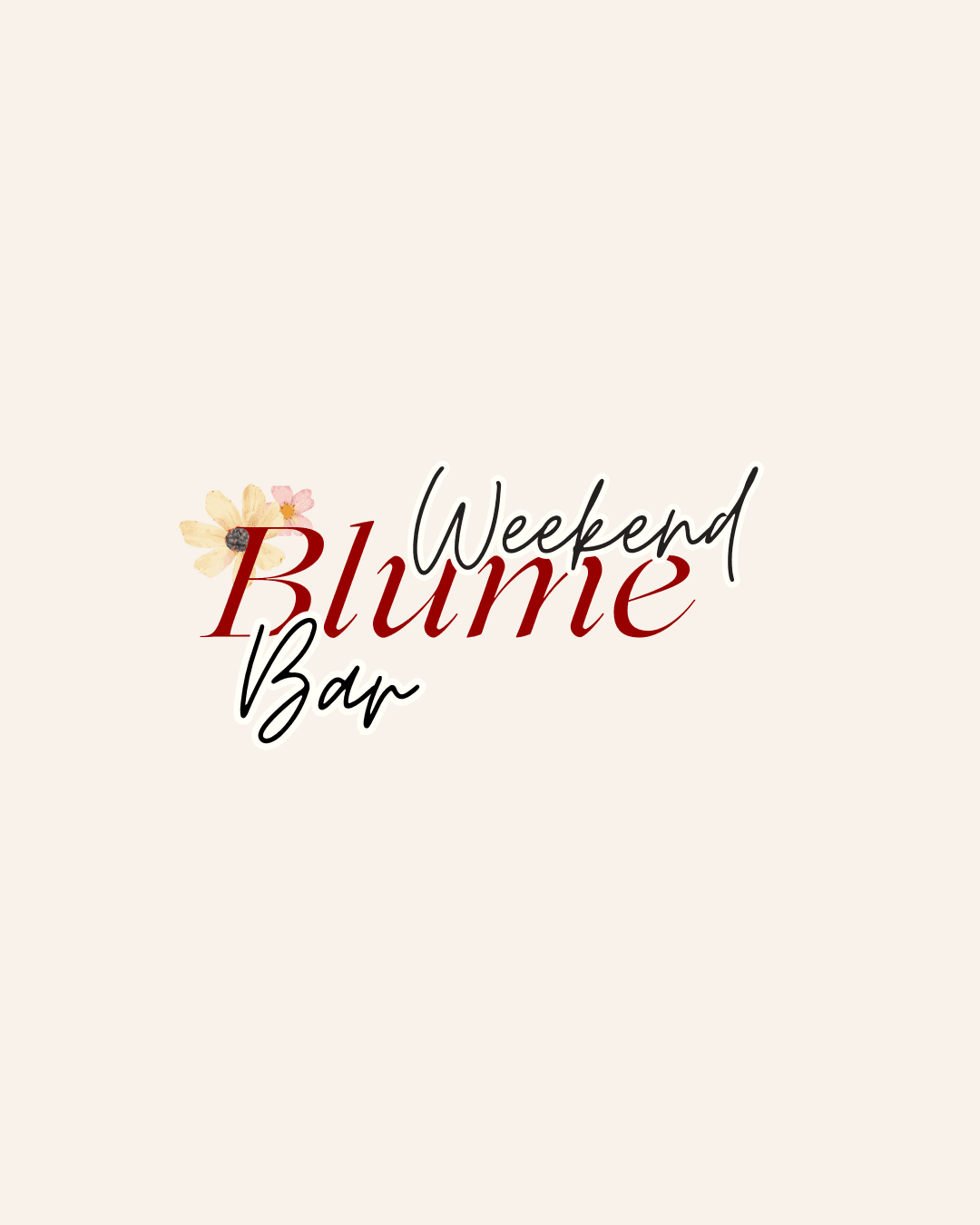 Weekend Blume Bar wordmark with small pressed-flower details.